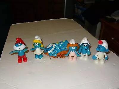 2002 Smurfette & Log Ride 4  McDonald's PAPA Smurf LOT SMURFS • $4.99