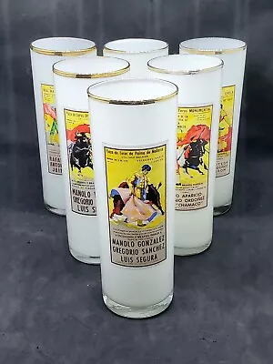 Vintage Plaza De Toros Cocktail Glasses Matador Bullfighting Set Of 6 Barware • $38.14