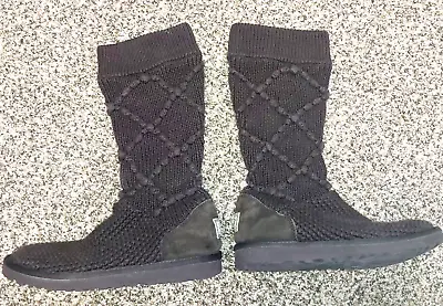 UGG Australia Women's 5879 Classic Argyle Knit Sweater Tall Boots Brown Size 8 • $23.99