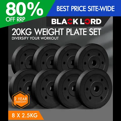 BLACK LORD 20kg Weight Plate Set Barbell Dumbbell Weight Lift Bench Squat Rack • $64.95