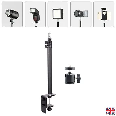 360° Table Desk Mount C-clamp Stand 1/4  Ball Head For DSLR Camera Ring Light • £12.16