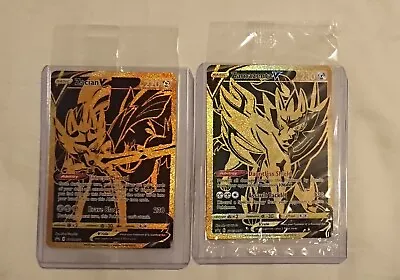 Pokemon Zacian V And Zamazenta V Gold Ultra Premium Promo Cards - Mint Condition • $60