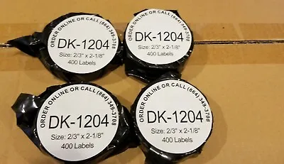 $86.50 • Buy Labels123 Brand-Fits BROTHER DK-1204 Labels Size 2/3  X 2-1/8 -400 Labels/Roll