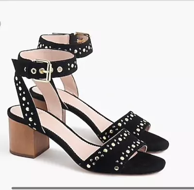 J Crew Studded Penny Sandals In Suade With Wood Heel • $69