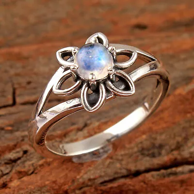 $11.95 • Buy Moonstone Gemstone 925 Sterling Silver Jewelry Flower Ring Size US 7.5