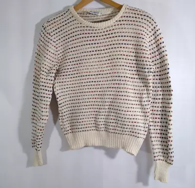 $22 • Buy Vintage 70s Cotton Grandpa Sweater Cream Ombre Stripe