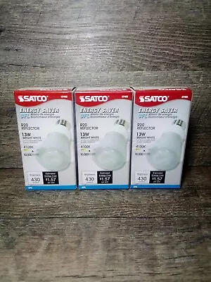 (3) Bulb Pack SATCO ENERGY SAVER CFL 13W Bright White R20 REFLECTOR 10000 Hours • $8.23