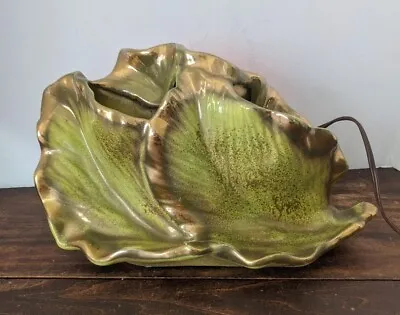 Vintage Royal Calif MCM Ceramic Leaves TV Lamp Planter Green & Gold. • $48