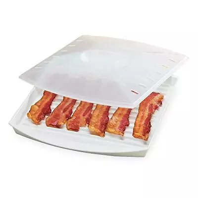 Microwave Bacon Rack With Lid Hot Dog Sausage Grill Pan Tray Cooker Cookware USA • $18.47