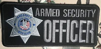 Armed Security Officer Emb Patch 5x11 Hook On Back Gray Silver On Black • $19.99