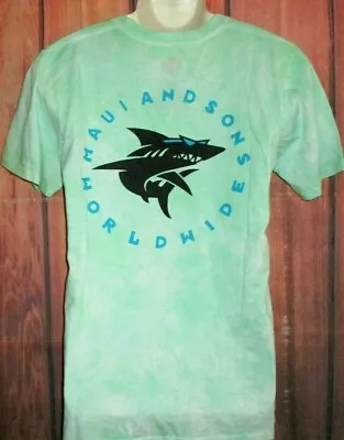 Mens Maui And Sons Shark Tie Dye Mint T-shirt Size L • $19.90