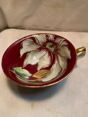 Vintage Trimont China Made In Occupied Japan Tea Cup Burgundy Gold Trim • $15