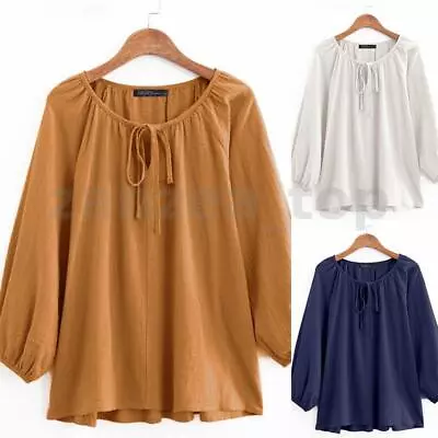 ZANZEA Women's Casual Loose Long Puff Sleeve Shirt Tops Swing Blouse Plus Size • $35.71