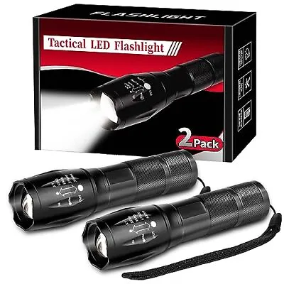 2 Pack Tactical Flashlights Torch Military 5 Modes 3000 High Lumens Led Wate... • $15.32