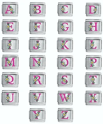 Colorev Daisy Charm - PINK  DAISY LETTERS -  9mm Italian Modular Charm Bracelets • £4.81