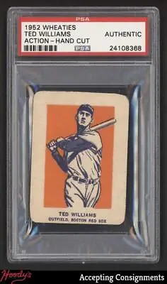 $21.50 • Buy 1952 Wheaties #BB10A Ted Williams Action PSA AUTHENTIC RED SOX