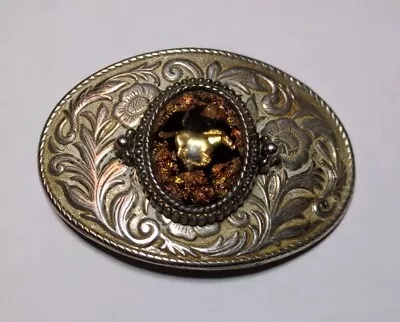 Vintage Horse Wild Mustang With Gold Flakes Belt Buckle 3 1/2  Long • $24.98