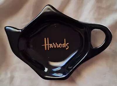 Harrods Teapot Shaped Tea Bag Holder - Black & Gold - Look! • $10