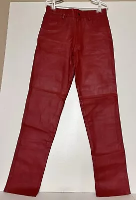 Leather Pants Size 33X35 Red Motorcycle Riding Class Straight International Male • $99