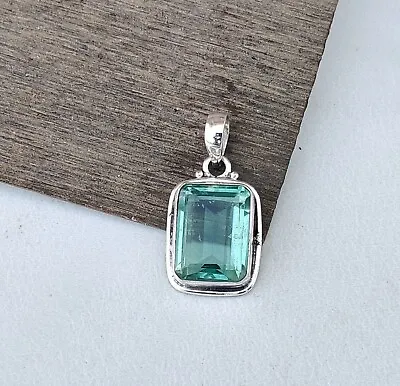 Aquamarine Gemstone  Pendant 925 Sterling Silver Neck Less Silver Pendant MO** • $13.20