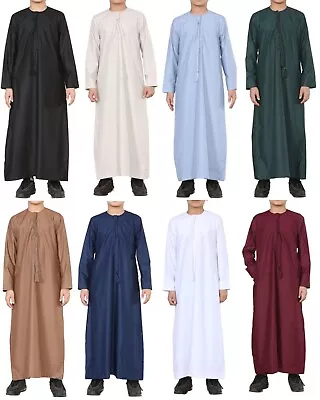 Boy's Kids Thobe Emirati Jubba Islamic Clothing Muslim Kaftan Eid String Tassel • £29