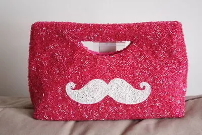 MOYNA Mr Mustache Beaded Mini Bag Pink • $65