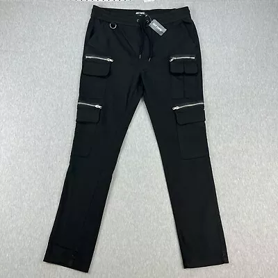 Hot Topic Cargo Jogger Mens XL (36x32) Black Zippers Techwear Goth Cosplay NEW • $38.88