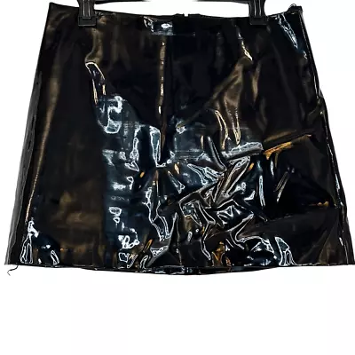 Forever 21 Patent Leather A-Line Mini Skirt Black XL • $18