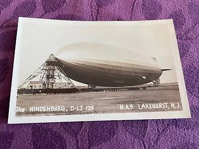 The Hindenburg Zeppelin  @the Mooring Post  Lakehurst NJ @1936  RP  Postcard #2 • $29.70