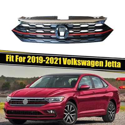 $89.89 • Buy Fit 2019 2020 2021 Volkswagen VW Jetta Front Grille Upper Black Grill W/Chrome