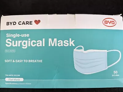 BYD Care Single Use Disposable Face Mask Professional Surgical Masks X50 Blue • $18.95