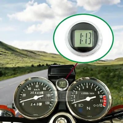 Waterproof Motorcycle Mount LCD Digital Clock Motorbike Stick-On Clock Watch New • $3.21