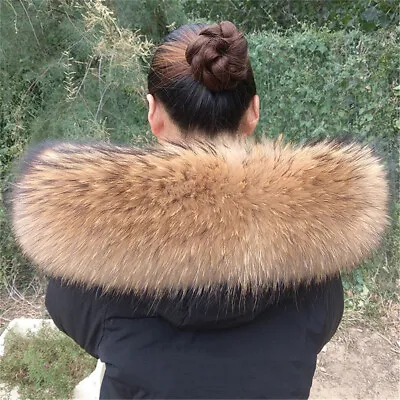 Winter 100% Real Raccoon Fur Scarf Women Coat Hat Warm Trim Collar Unisex Shawl • $48.99