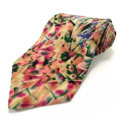 Vtg Jerry J Garcia Facets 1 Luxury Tie Pink Abstract Print Necktie Silk USA Made • $9.58