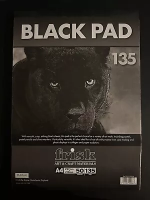 Frisk Black Pad With 50 Sheets Of 135gsm Black Paper - Choose A5 - A4 - A3 - A2 • £10.05