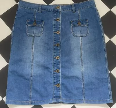 Ladies Size 18 Denim Skirt Button Fasten Vanilla Sands Bhs No Signs Of Wear • £10