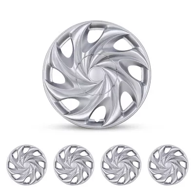 14  Set Of 4 Silver Wheel Covers Snap On Full Hub Caps Fit R14 Tire & Steel Rim • $38.99