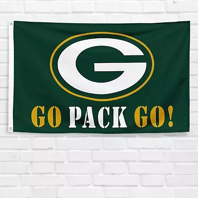 For Green Bay Packers  GO PACK GO  3x5 Ft NFL Rodgers Football Banner • $13.99