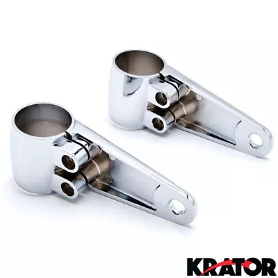 35mm-41mm Fork Mounted Headlight Brackets Chrome Polished Aluminum Pair W/ Shims • $23.99