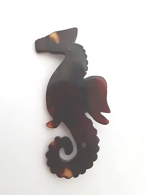 VTG Tortoise Shell Celluloid Seahorse Figural Pin Brooch W/Original Pin Clasp • $12