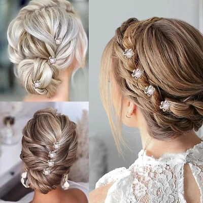 £3.99 • Buy 20 X Pcs Pearl Flower Diamante Crystal Hair Pins Clips Prom Wedding Party Bridal