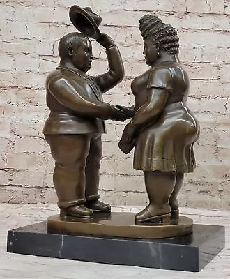 100% Real Bronze Huge Fernando Botero Couple Marble Base Sculpture Figurine Sale • $569.40