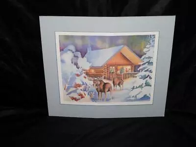 Kathleen Lynch Alaska Moose Christmas Season's Eatings Art Print Wreath Munch AK • $40.45