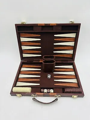 Vintage Cardinal Backgammon Set W/ Brown & Cream Bakelite Chips W Case 70’s READ • $23.99
