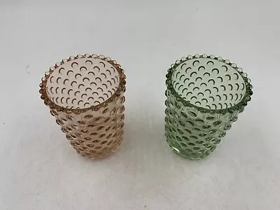 Glass 3x4in Country Pink & Green Votive Candle Holder Set CC01B42004 • $20.14