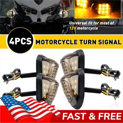 4X Smoke Flush Mount Motorcycle LED Turn Signals Light Blinker Amber Indicator • $11.99