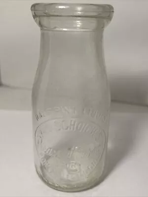 Vintage Pleasant Farms Dairy Van Schoick 1/2 Pint Milk Bottle Point Pleasant NJ • $9.99