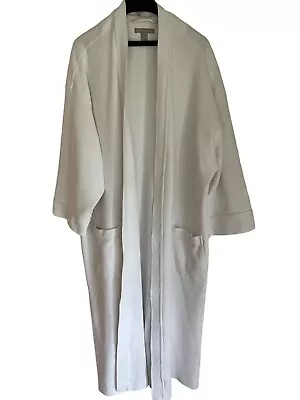 Nordstrom Bath Robe Men's XL/XXL White Waffle Knit Half Sleeve Pockets Belt • $21.21