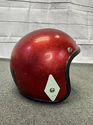 Vintage Western Y-30 Vintage Red Metal Flake Helmet  1960-1970 Bell Style Helmet • $59.01