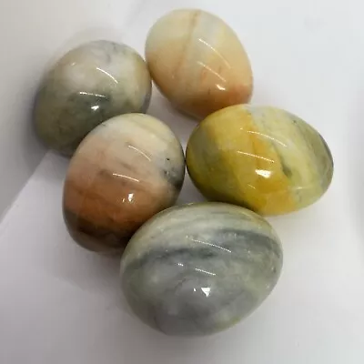 Lot 5 Vintage Marble Alabaster Real Stone Eggs Multi-Colored 2.5”-3” Used • $29.99